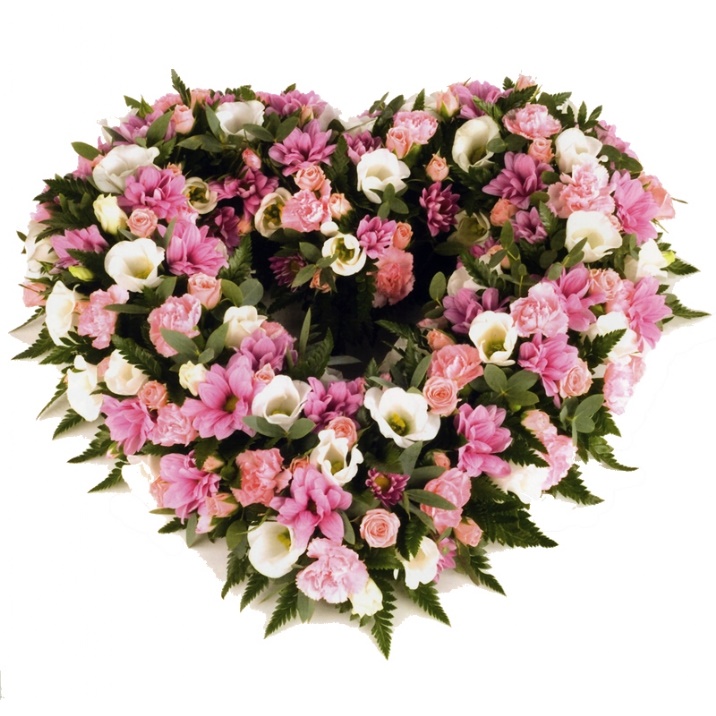 Rouwhart roze wit bloemen open model ( UB 602 )